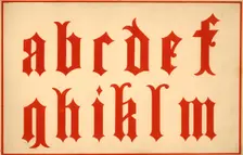 Alphabet, letters a-m, lower case