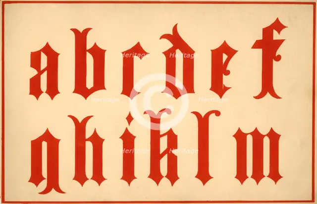 Alphabet, letters a-m, lower case. Artist: Unknown.