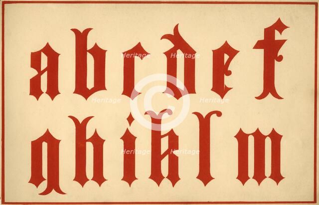 Alphabet, letters a-m, lower case. Artist: Unknown.