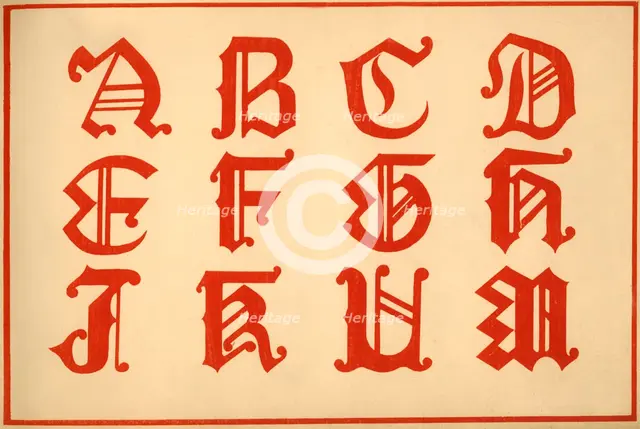 Alphabet, letters A-M, upper case. Artist: Unknown.