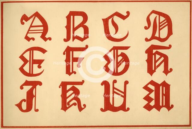 Alphabet, letters A-M, upper case. Artist: Unknown.