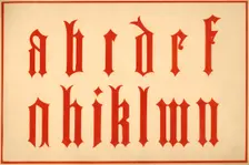 Alphabet, letters a-n, lower case