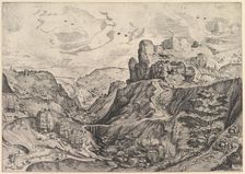Alpine Landscape with a Deep Valley from The Large Landscapes, ca. 1555-56. Creator: Johannes van Doetecum I