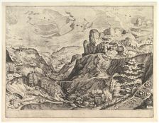 Alpine Landscape with a Deep Valley from The Large Landscapes, ca. 1555-56. Creator: Johannes van Doetecum I