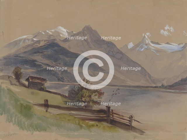 Alpine landscape with a lake, around 1846-1850. Creator: Friedrich Carl von Scheidlin.