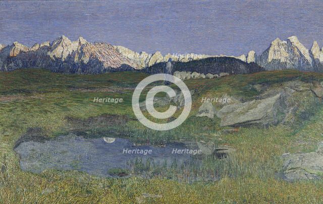 Alpine Landscape at Sunset, 1895-1898. Creator: Giovanni Segantini.
