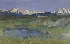 Alpine Landscape at Sunset, 1895-1898. Creator: Giovanni Segantini