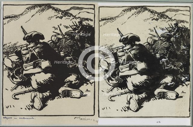 Alpins en ambuscade, 1914. Creator: Auguste Louis Lepère (French, 1849-1918).