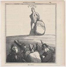 Already on her feet again!, from News of the day, published in Le Charivari, Ju..., July 19, 1871. Creator: Honore Daumier