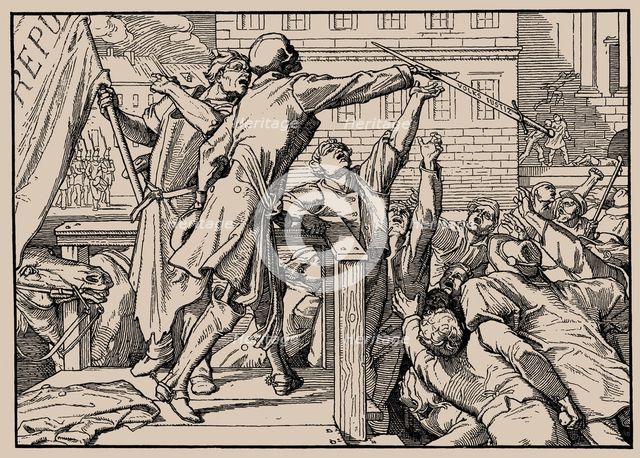 Also a Dance of Death, Sheet IV (Death hands the sword to the people), 1849.