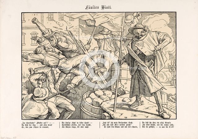 Also a Dance of Death, Sheet V (Death on the barricade), 1849.