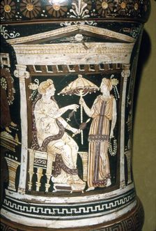 Apulian Vase, Penelope Spinning Wool, c340 BC