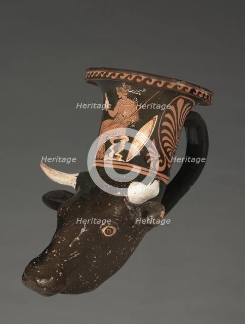 Apulian Cow-Head Rhyton, c. 340 BC. Creator: Unknown.