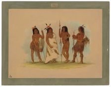 Apachee Chief and Three Warriors, 1855/1869. Creator: George Catlin
