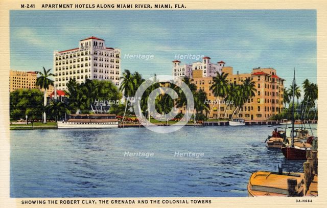 Apartment hotels along the Miami River, Miami, Florida, USA, 1933. Artist: Unknown