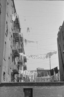 Apartment houses from the rear, 61st Street between 1st and 3rd Avenues, New York, 1938. Creator: Walker Evans