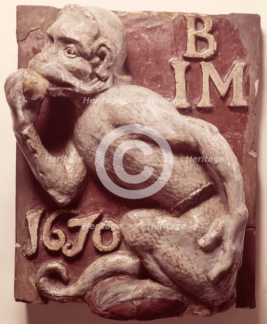 Ape and Apple Tavern sign, from London, 1670. Creator: Unknown.