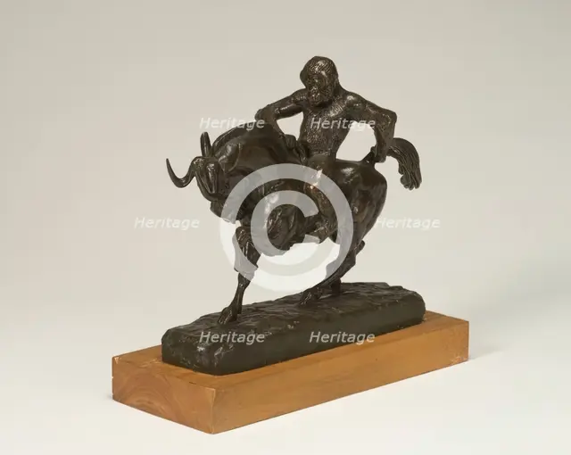 Ape Riding a Gnu, c. 1845. Creator: Antoine-Louis Barye.