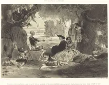 Apeáronse junto à la fuente..., c. 1855. Creator: Célestin Nanteuil