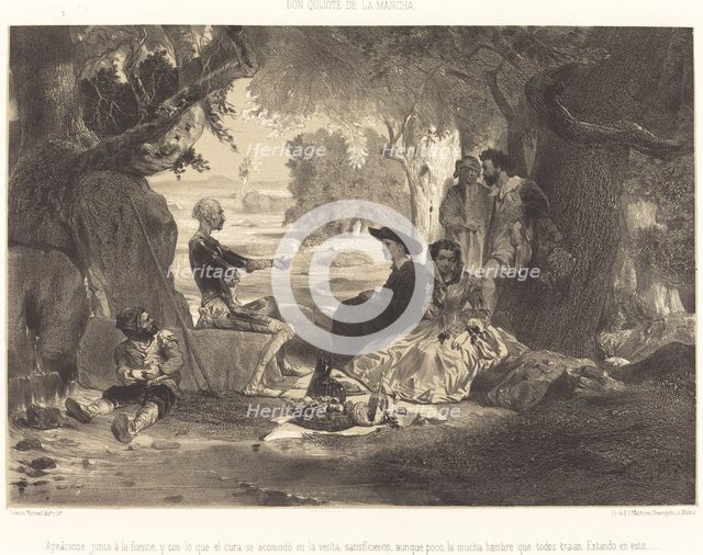 Apeáronse junto á la fuente, c. 1855. Creator: Célestin Nanteuil.