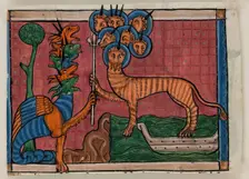 Apocalypse Leaf Fragment: The Beast of the Sea, c1295. Creator: Unknown