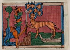 Apocalypse Leaf Fragment: The Beast of the Sea, c1295. Creator: Unknown