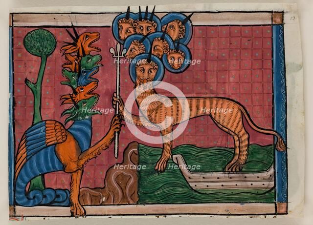 Apocalypse Leaf Fragment: The Beast of the Sea, c1295. Creator: Unknown.