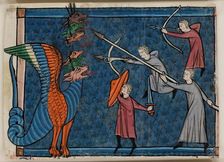 Apocalypse Leaf Fragment: The Dragon Waging War, c1295. Creator: Unknown