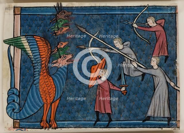 Apocalypse Leaf Fragment: The Dragon Waging War, c1295. Creator: Unknown.