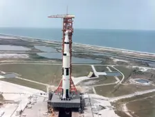 Apollo 15 on the launch pad at Kennedy Space Center, Florida, USA, 1971.Artist: NASA