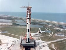 Apollo 15 on the launch pad at Kennedy Space Center, Florida, USA, 1971.Artist: NASA