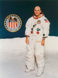 Apollo 16 astronaut Thomas Mattingly in spacesuit, 1971. Creator: Unknown