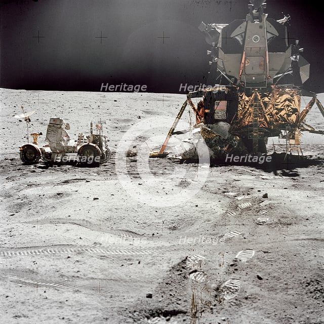 Apollo 16 Lunar Module Orion on the lunar surface, April 21, 1972. Creator: Charles Duke.