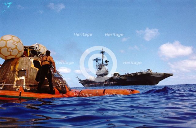 Apollo 17 recovery operations, Pacific Ocean, December 19, 1972.  Creator: NASA.