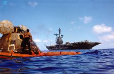 Apollo 17 recovery operations, Pacific Ocean, December 19, 1972. Creator: NASA