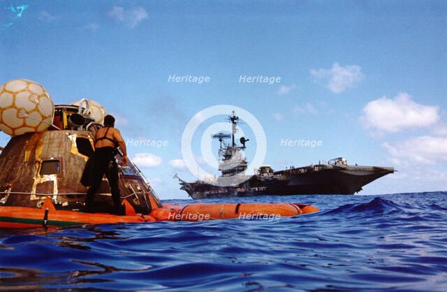 Apollo 17 recovery operations, Pacific Ocean, December 19, 1972.  Creator: NASA.