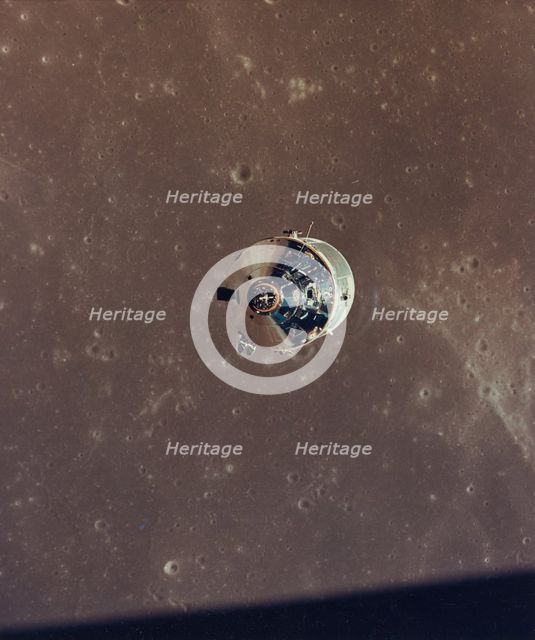 Apollo 11 Command and Service Modules Photographed from the Lunar Module in Orbit, 1969. Creator: NASA.
