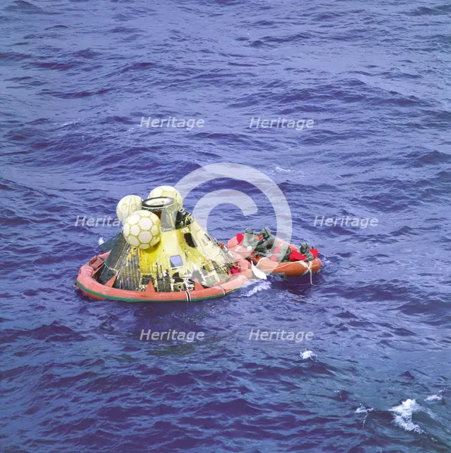 Apollo 11 Crew in Raft before Recovery, 1969. Creator: NASA.