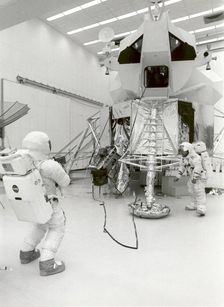 Apollo 13 Astronauts Practice Moonwalk at KSC, Florida, USA, 1970. Creator: NASA