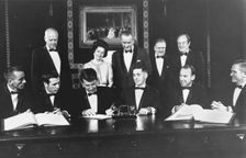 Apollo 7 and 8 Crew in the White House, 1968. Creator: NASA