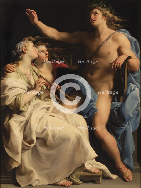 Apollo, Music and Geometry, 1741. Creator: Batoni, Pompeo Girolamo (1708-1787).
