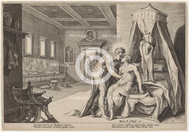 Apollo Abusing Leucothoe, c. 1615. Creator: Goltzius, Workshop of Hendrick, after Hendrick Gol.