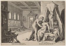 Apollo Abusing Leucothoe, c. 1615. Creator: Goltzius, Workshop of Hendrick, after Hendrick Gol
