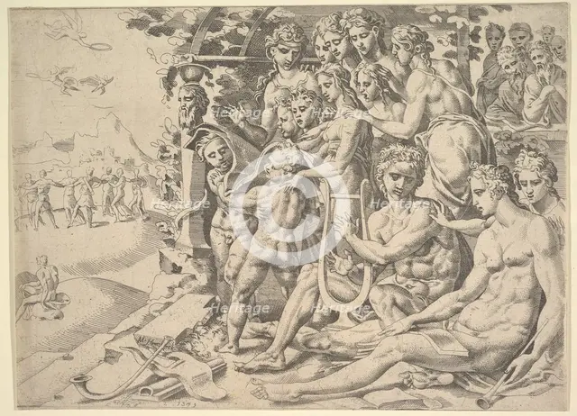 Apollo and the Muses, 1549. Creator: Dirck Volkertsen Coornhert.