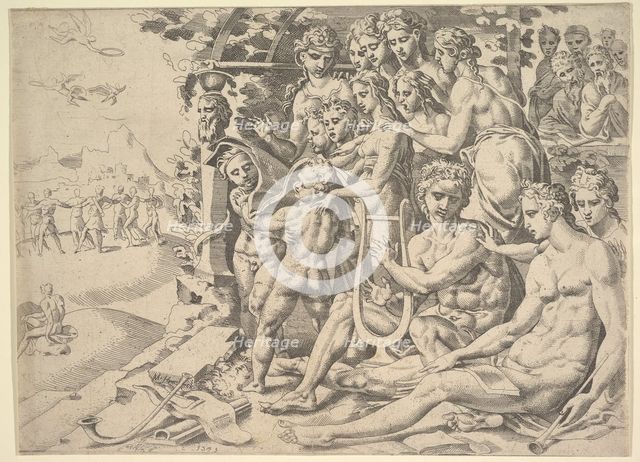 Apollo and the Muses, 1549. Creator: Dirck Volkertsen Coornhert.