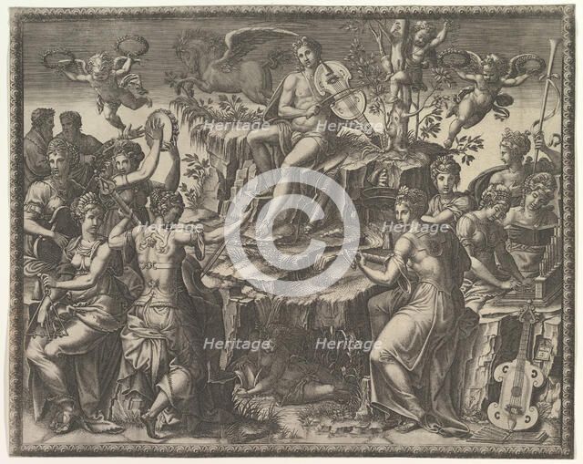 Apollo and the Muses, ca. 1557. Creator: Giorgio Ghisi.
