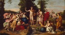 Apollo and the Muses on Parnassus, 1750. Creator: Anton Raphael Mengs