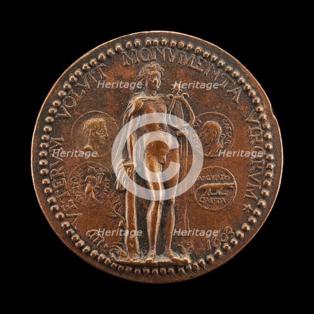 Apollo and Coins of Augustus [reverse], 1603. Creator: Philippe Lalyame.