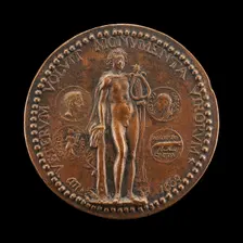 Apollo and Coins of Augustus [reverse], 1603. Creator: Philippe Lalyame