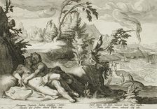 Apollo and Coronis, published 1590. Creator: Unknown